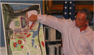 Mayor Bloomberg Shows Mets Stadium Design (Photo by Maurice Pinzon)