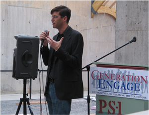 Michael Arad Speaking at the Generation Engage Event at P.S.1 in Long Island City. (Photo by Maurice Pinzon)